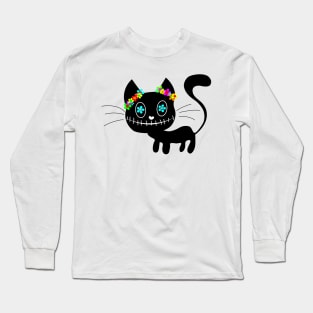 Dia de los Muertos Cat Long Sleeve T-Shirt